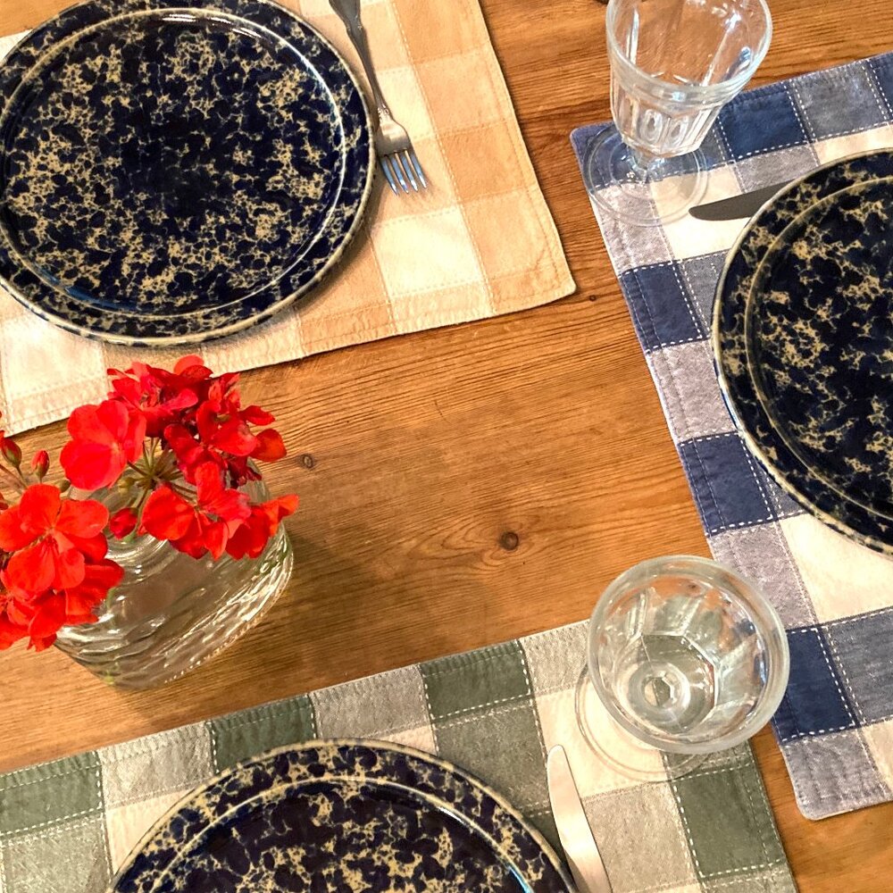Set of 4 Cotton Buffalo Plaid Placemats, 2-sided